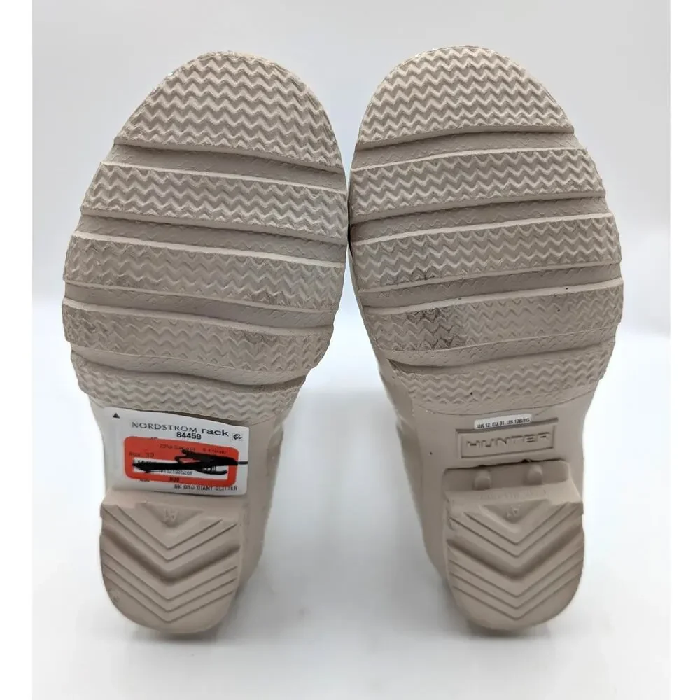 Hunter Original Giant Glitter Waterproof Rain Boots Kids' Ivory Size US13 EU31